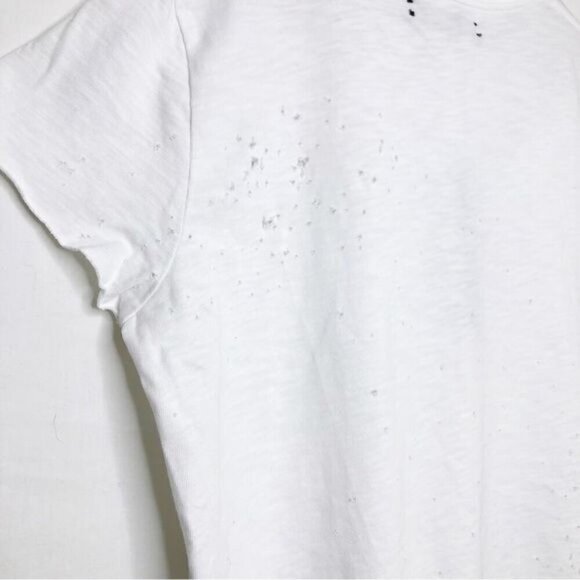 Amiri slash tee  cropped white distressed tee shirt - Picture 4 of 13